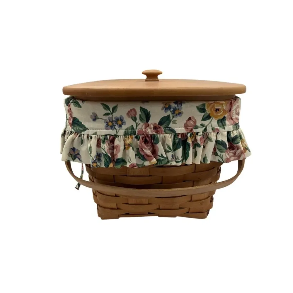 Longaberger 1995 Large Picnic Basket Cottage Combo Rare Lid Liner Protector USA